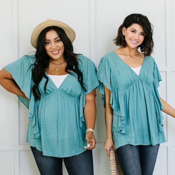 Fly Away Home Blouse in Dusty Teal - Picture 2 of 10